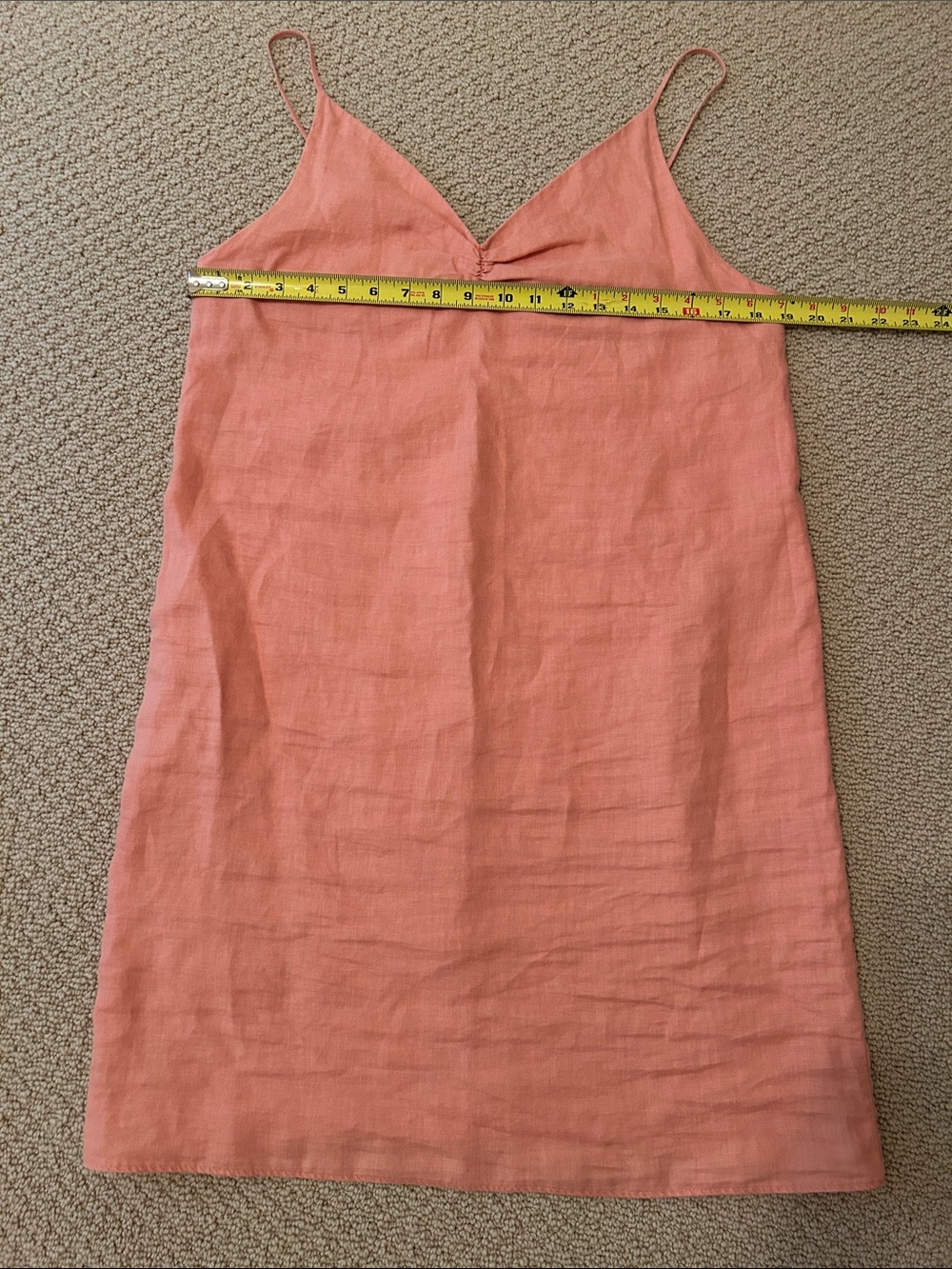 Mango Linen Slip Dress - Coral Pink